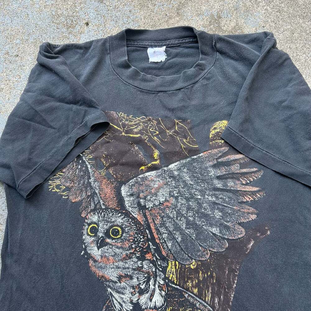 Vintage 90s Owl Nature T-Shirt Faded Y2k